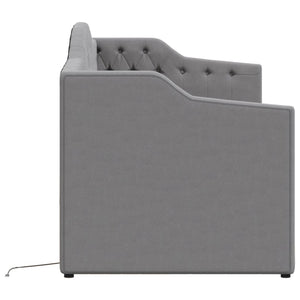 Καναπές Κρεβάτι με Στρώμα & USB Αν. Γκρι 90x200 εκ. Υφασμάτινος