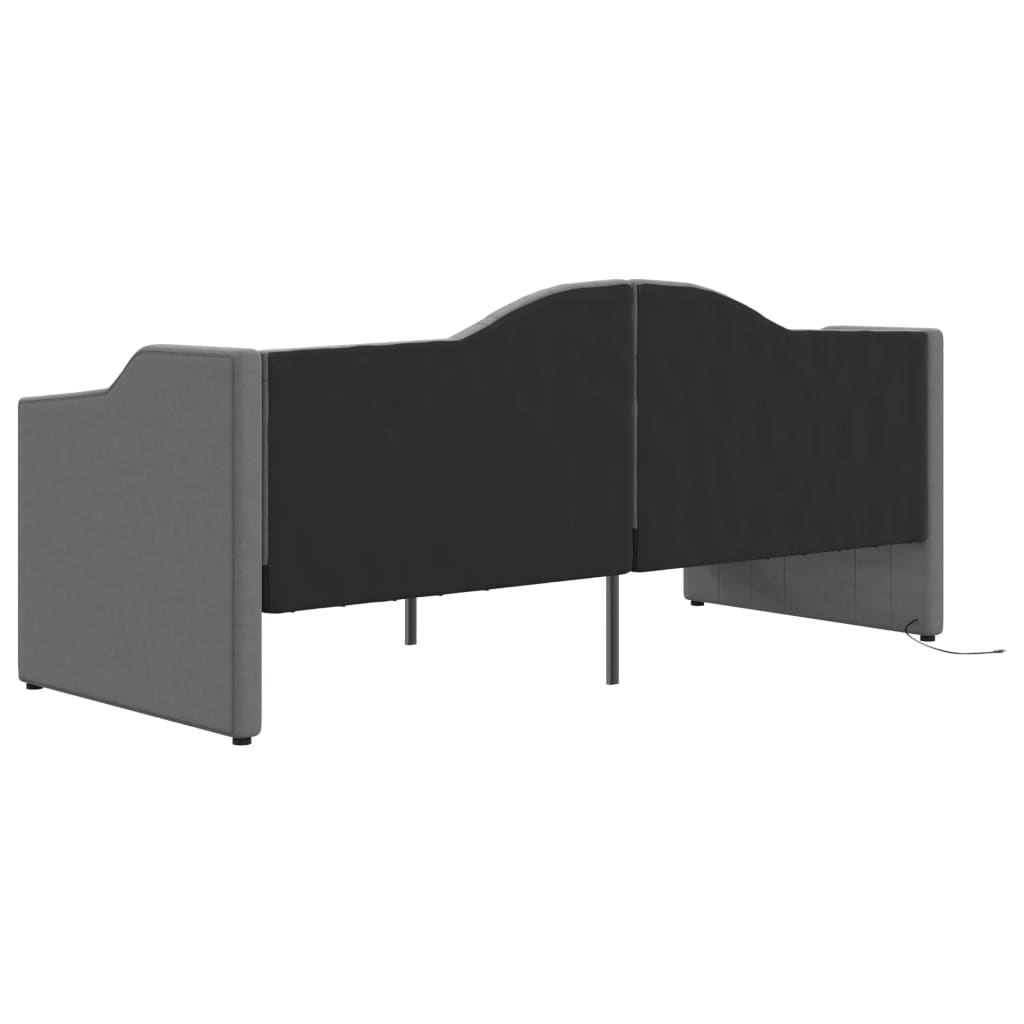 Καναπές Κρεβάτι με Στρώμα & USB Αν. Γκρι 90x200 εκ. Υφασμάτινος