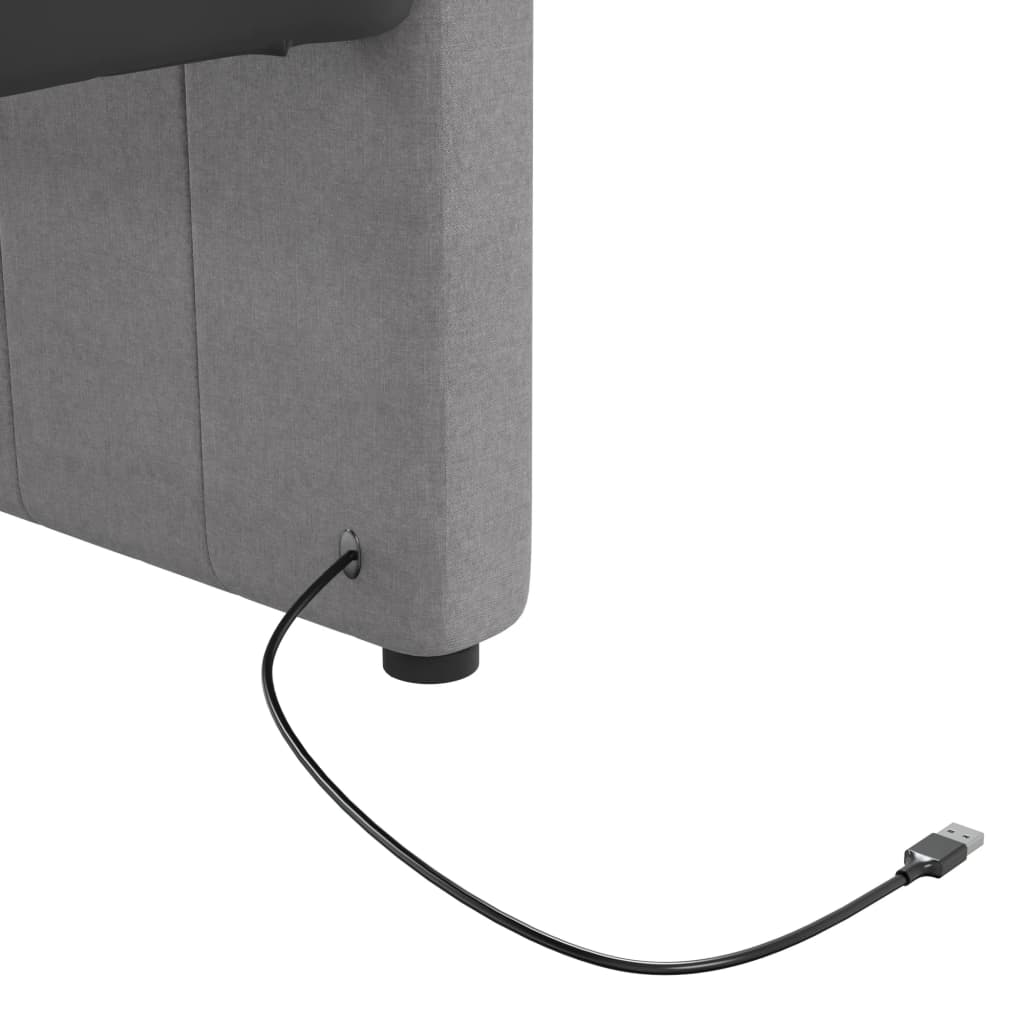 Καναπές Κρεβάτι με Στρώμα & USB Αν. Γκρι 90x200 εκ. Υφασμάτινος
