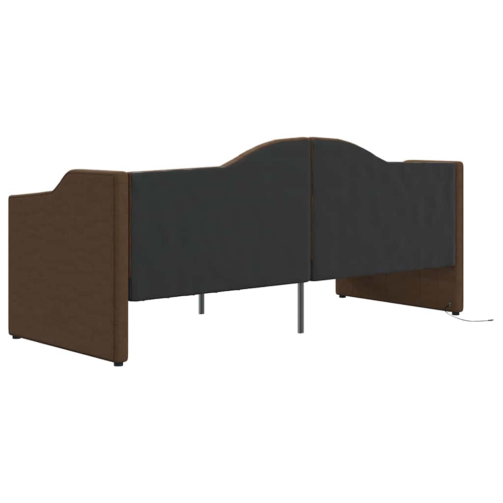 Καναπές Κρεβάτι με Στρώμα & USB Σκ. Καφέ 90x200 εκ. Υφασμάτινος - Pakobazaar