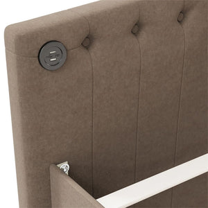 Καναπές Κρεβάτι με Στρώμα & USB Taupe 90x200εκ. Υφασμάτινος