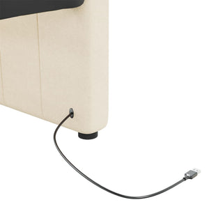 Καναπές Κρεβάτι με Στρώμα & USB Κρεμ 90 x 200 εκ. Υφασμάτινος