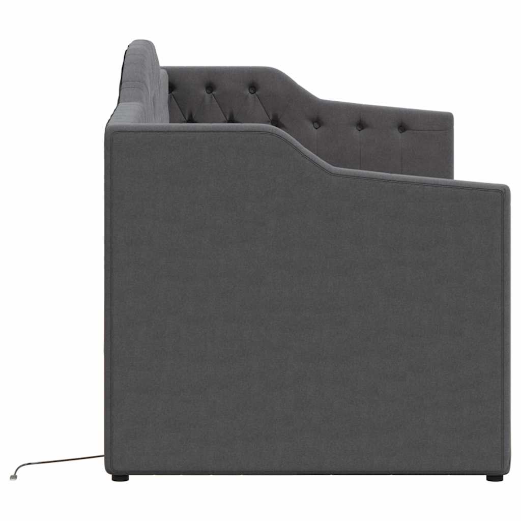 Καναπές Κρεβάτι με Στρώμα & USB Σκ. Γκρι 90x200 εκ. Υφασμάτινος - Pakobazaar