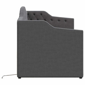 Καναπές Κρεβάτι με Στρώμα & USB Σκ. Γκρι 90x200 εκ. Υφασμάτινος - Pakobazaar