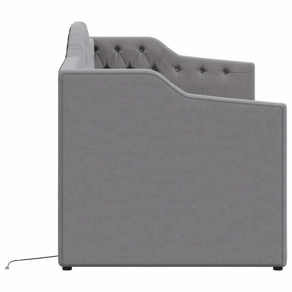 Καναπές Κρεβάτι με Στρώμα & USB Αν. Γκρι 90x200 εκ. Υφασμάτινος