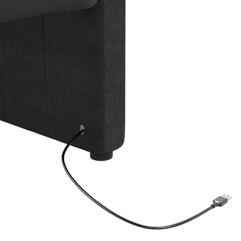 Καναπές Κρεβάτι με Στρώμα & USB Μαύρο 90 x 200 εκ. Υφασμάτινος