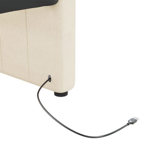 Καναπές Κρεβάτι με Στρώμα & USB Κρεμ 90 x 200 εκ. Υφασμάτινος