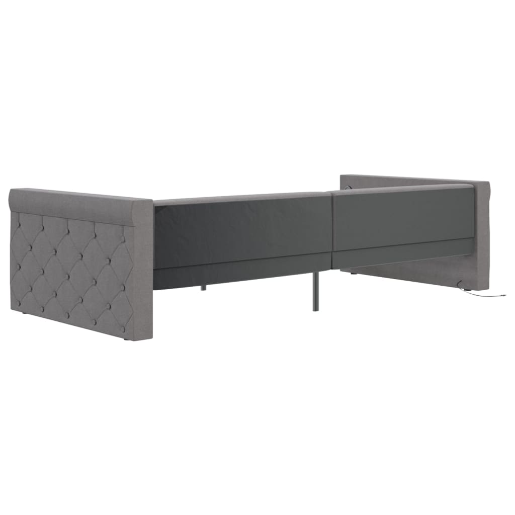 Καναπές Κρεβάτι με Στρώμα & USB Αν. Γκρι 90x200 εκ. Υφασμάτινος