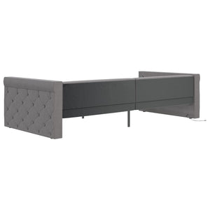 Καναπές Κρεβάτι με Στρώμα & USB Αν. Γκρι 90x200 εκ. Υφασμάτινος