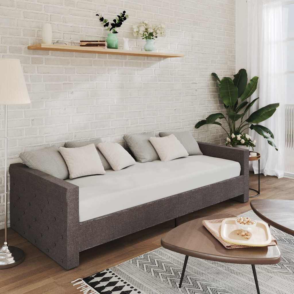 Καναπές Κρεβάτι με Στρώμα & USB Σκ. Γκρι 90x200 εκ. Υφασμάτινος - Pakobazaar