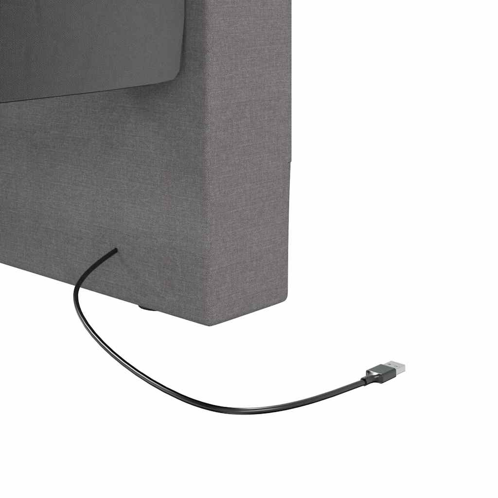 Καναπές Κρεβάτι με Στρώμα & USB Αν. Γκρι 90x200 εκ. Υφασμάτινος
