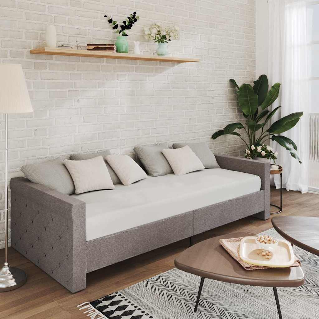 Καναπές Κρεβάτι με Στρώμα & USB Αν. Γκρι 90x200 εκ. Υφασμάτινος
