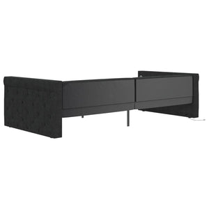 Καναπές Κρεβάτι με Στρώμα & USB Μαύρο 90 x 200 εκ. Υφασμάτινος
