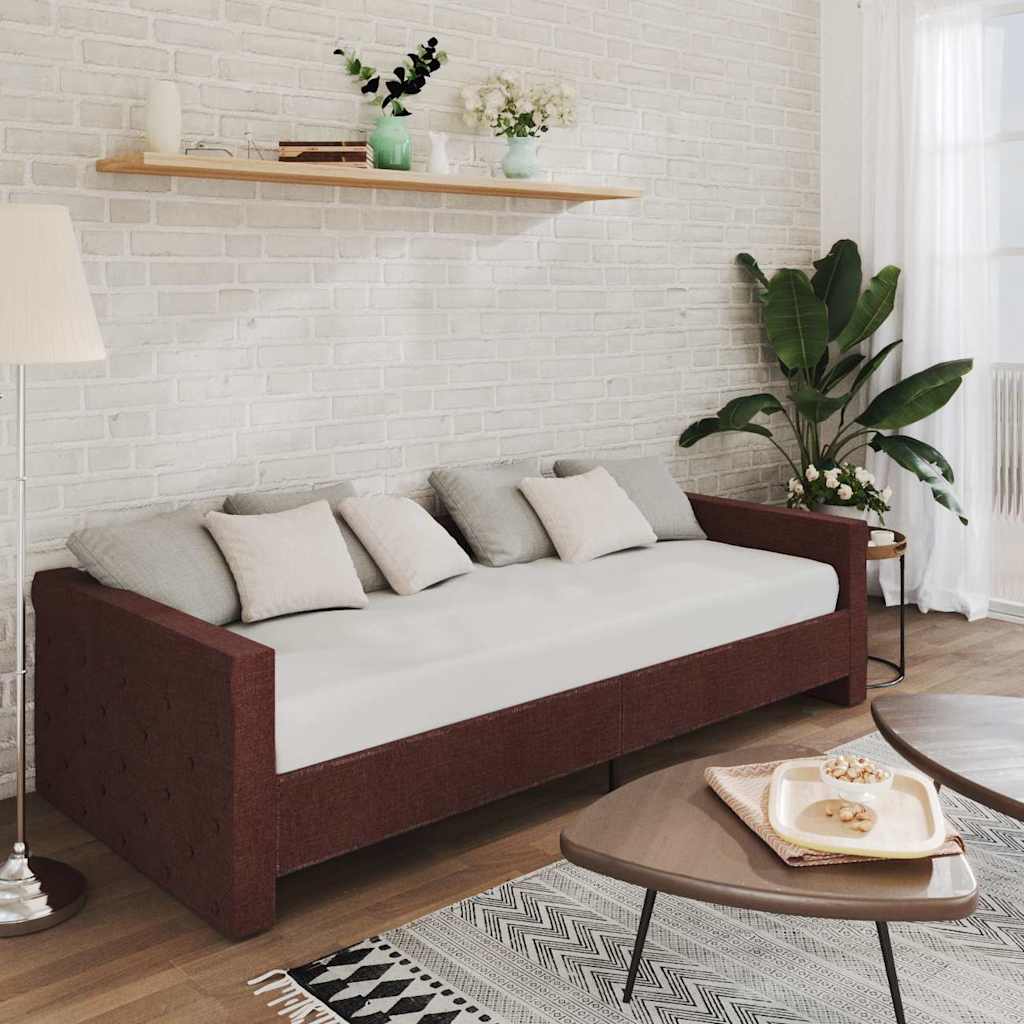Καναπές Κρεβάτι με Στρώμα & USB Μοβ 90 x 200 εκ. Υφασμάτινος