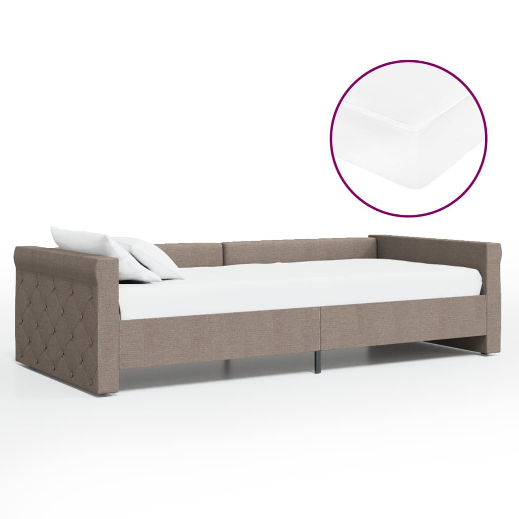 Καναπές Κρεβάτι με Στρώμα & USB Taupe 90 x 200 εκ. Υφασμάτινος