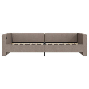 Καναπές Κρεβάτι με Στρώμα & USB Taupe 90 x 200 εκ. Υφασμάτινος