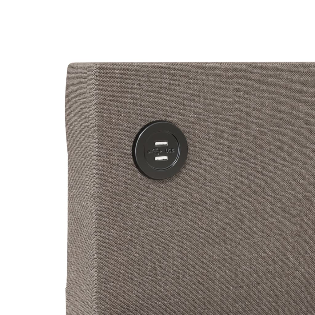 Καναπές Κρεβάτι με Στρώμα & USB Taupe 90 x 200 εκ. Υφασμάτινος