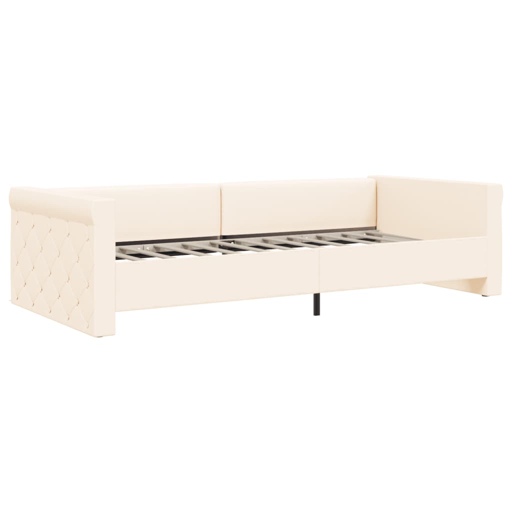 Καναπές Κρεβάτι με Στρώμα & USB Κρεμ 90 x 200 εκ. Υφασμάτινος