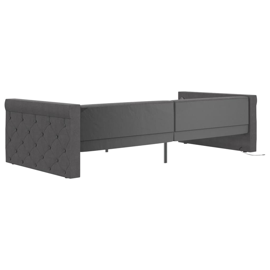 Καναπές Κρεβάτι με Στρώμα & USB Σκ. γκρι 90x200 εκ. Υφασμάτινος