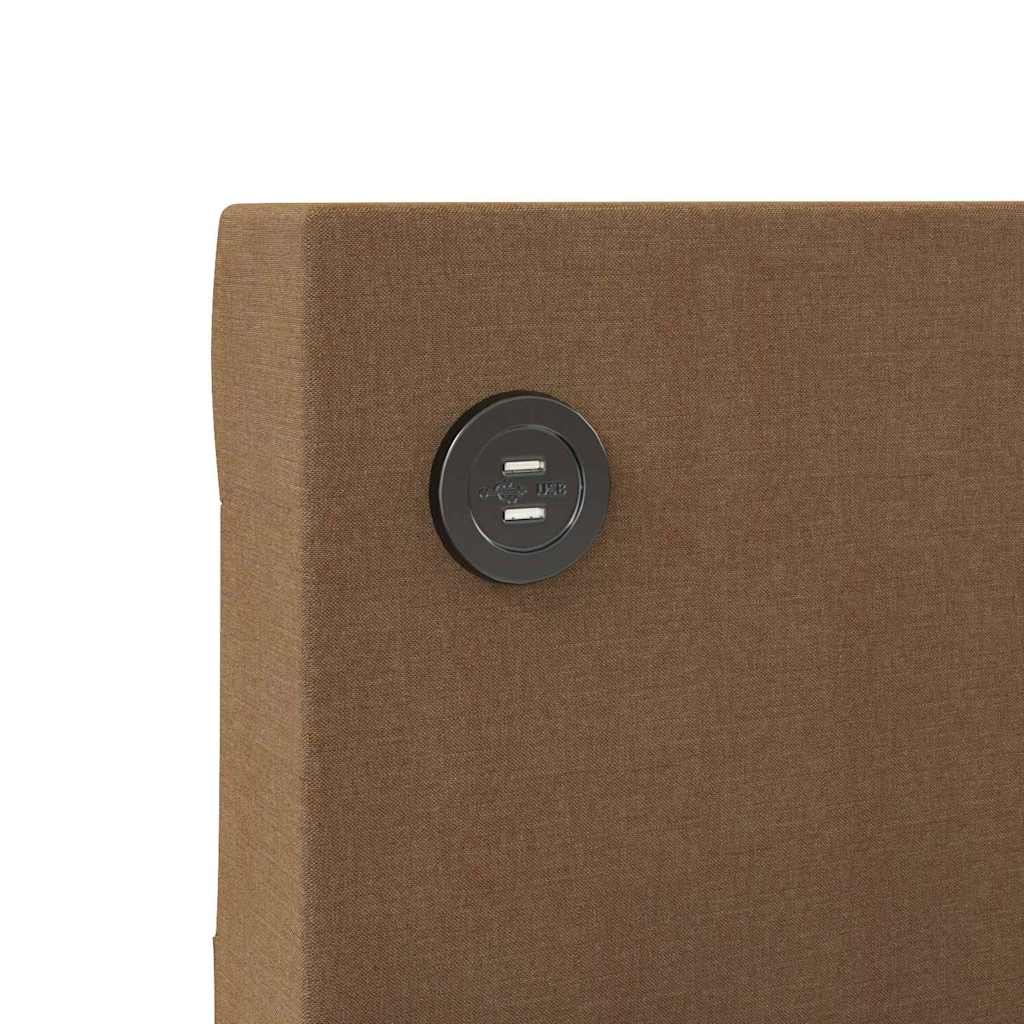 Καναπές Κρεβάτι με Στρώμα & USB Καφέ 90 x 200 εκ. Υφασμάτινος