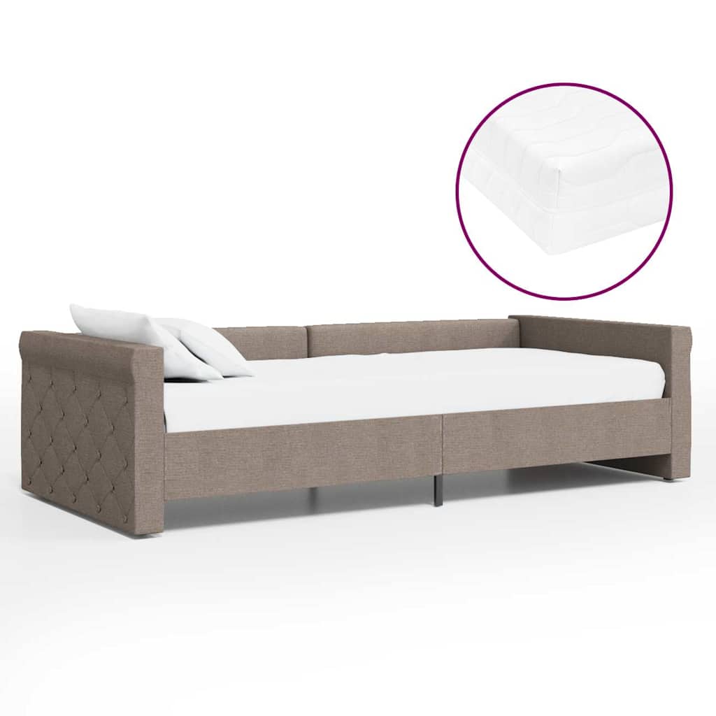 Καναπές Κρεβάτι με Στρώμα & USB Taupe 90 x 200 εκ. Υφασμάτινος - Pakobazaar