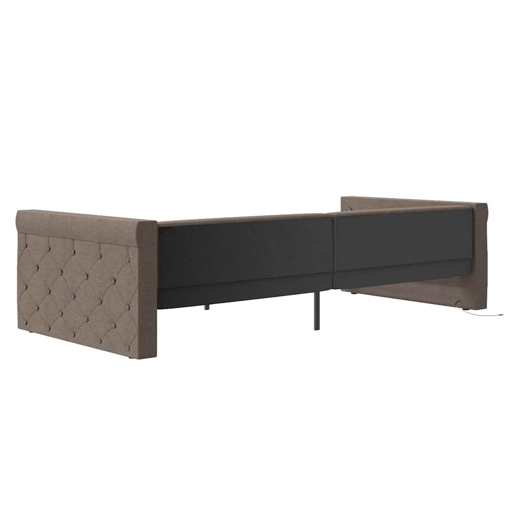Καναπές Κρεβάτι με Στρώμα & USB Taupe 90 x 200 εκ. Υφασμάτινος - Pakobazaar