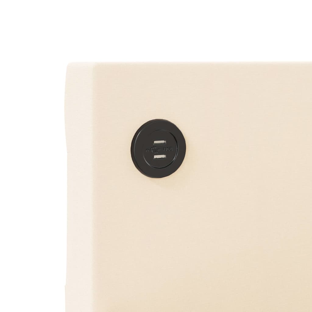 Καναπές Κρεβάτι με Στρώμα & USB Κρεμ 90 x 200 εκ. Υφασμάτινος