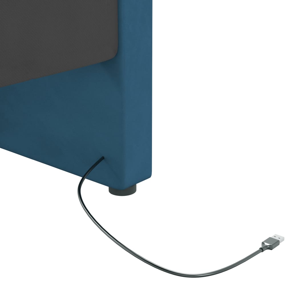 Καναπές Κρεβάτι με Στρώμα & USB Μπλε 90 x 200 εκ. Βελούδινος