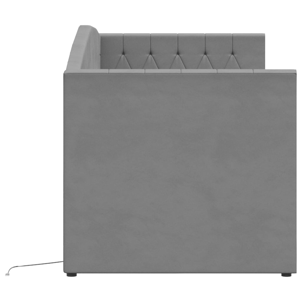 Καναπές Κρεβάτι με Στρώμα & USB Αν. Γκρι 90x200 εκ. Βελούδινος - Pakobazaar