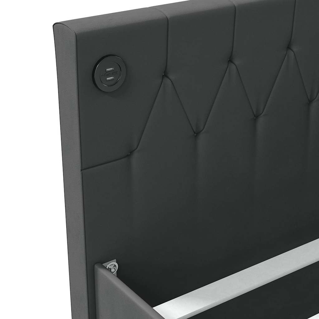 Καναπές Κρεβάτι με Στρώμα & USB Σκούρο Γκρι 90x200 εκ. Βελούδ.
