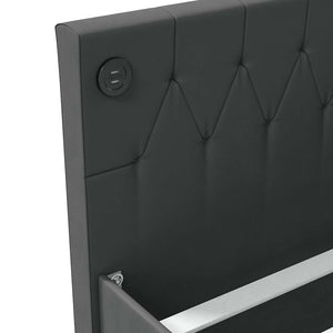 Καναπές Κρεβάτι με Στρώμα & USB Σκούρο Γκρι 90x200 εκ. Βελούδ.