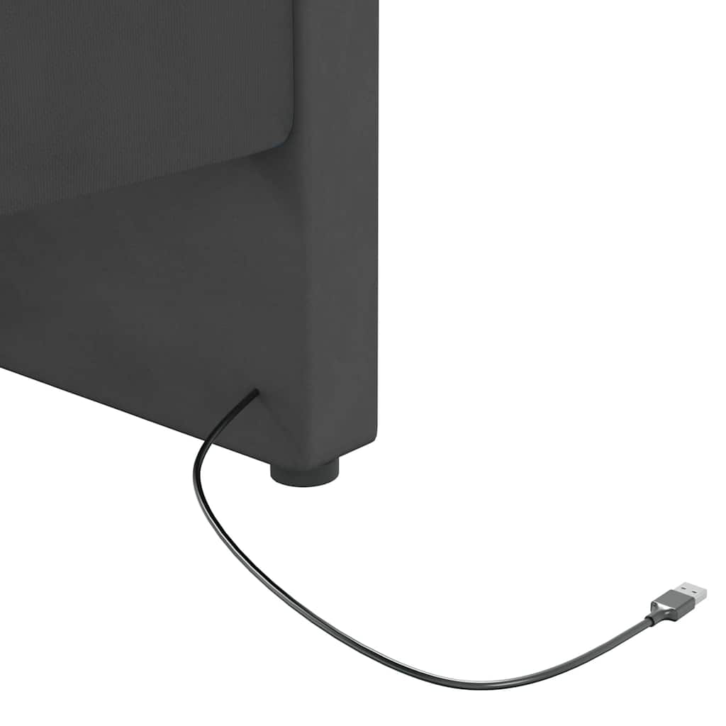 Καναπές Κρεβάτι με Στρώμα & USB Σκούρο Γκρι 90x200 εκ. Βελούδ.