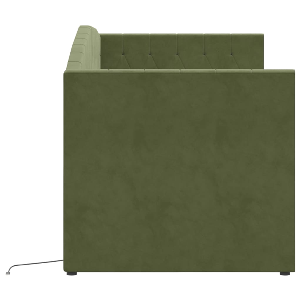 Καναπές Κρεβάτι με Στρώμα & USB Σκ. Πράσινο 90x200εκ Βελούδινος - Pakobazaar