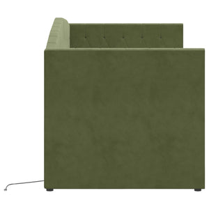 Καναπές Κρεβάτι με Στρώμα & USB Σκ. Πράσινο 90x200εκ Βελούδινος - Pakobazaar
