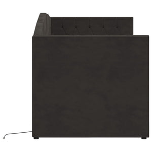 Καναπές Κρεβάτι με Στρώμα & USB Μαύρος 90 x 200 εκ. Βελούδινος - Pakobazaar