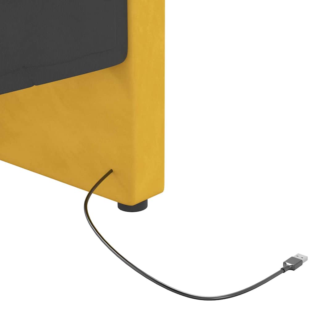 Καναπές Κρεβάτι με Στρώμα & USB Κίτρινος 90 x 200 εκ Βελούδινος