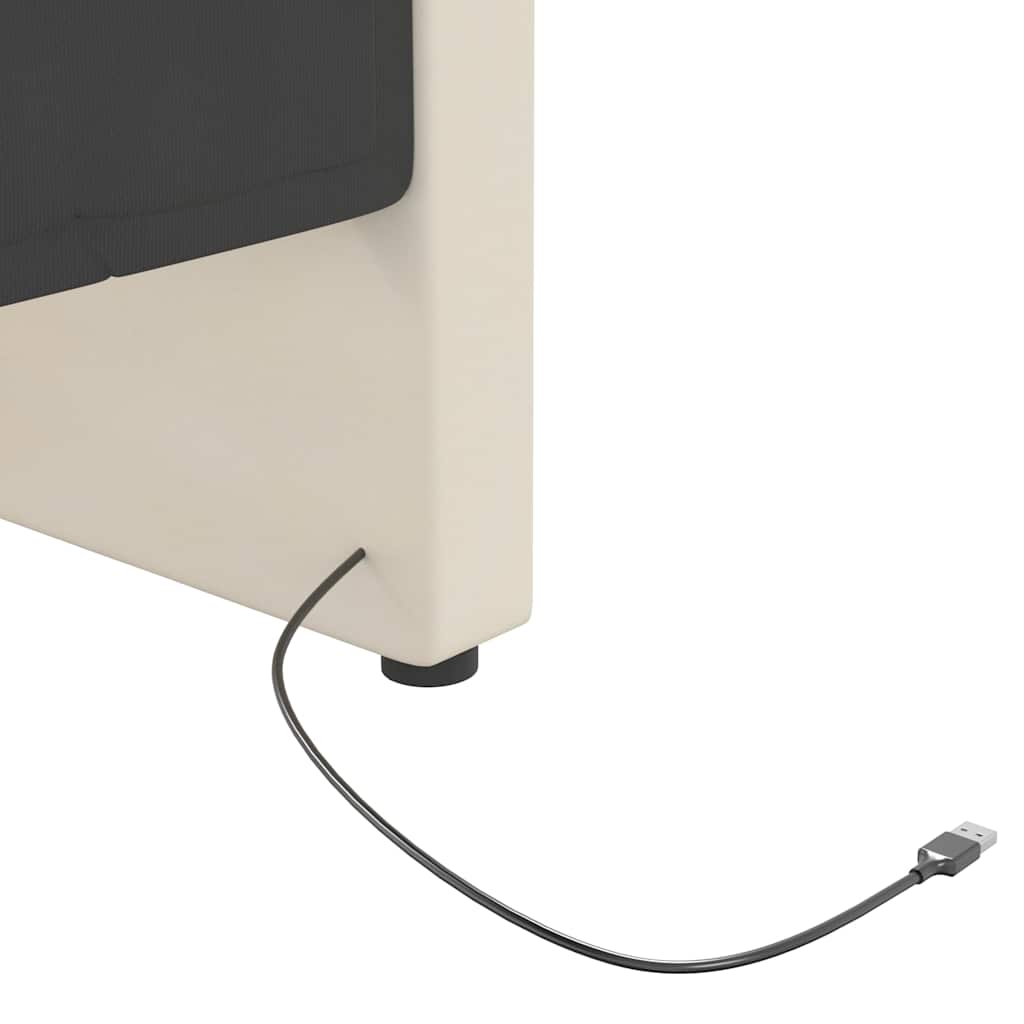 Καναπές Κρεβάτι με Στρώμα & USB Κρεμ 90 x 200 εκ. Βελούδινος