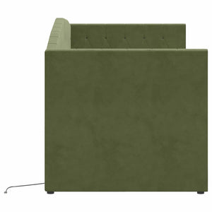 Καναπές Κρεβάτι με Στρώμα & USB Σκ. Πράσινο 90x200εκ Βελούδινος - Pakobazaar