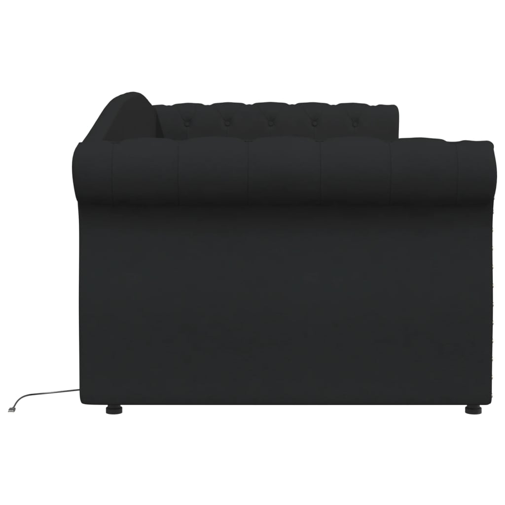Καναπές Κρεβάτι με Στρώμα & USB Μαύρος 90 x 200 εκ. Υφασμάτινος - Pakobazaar