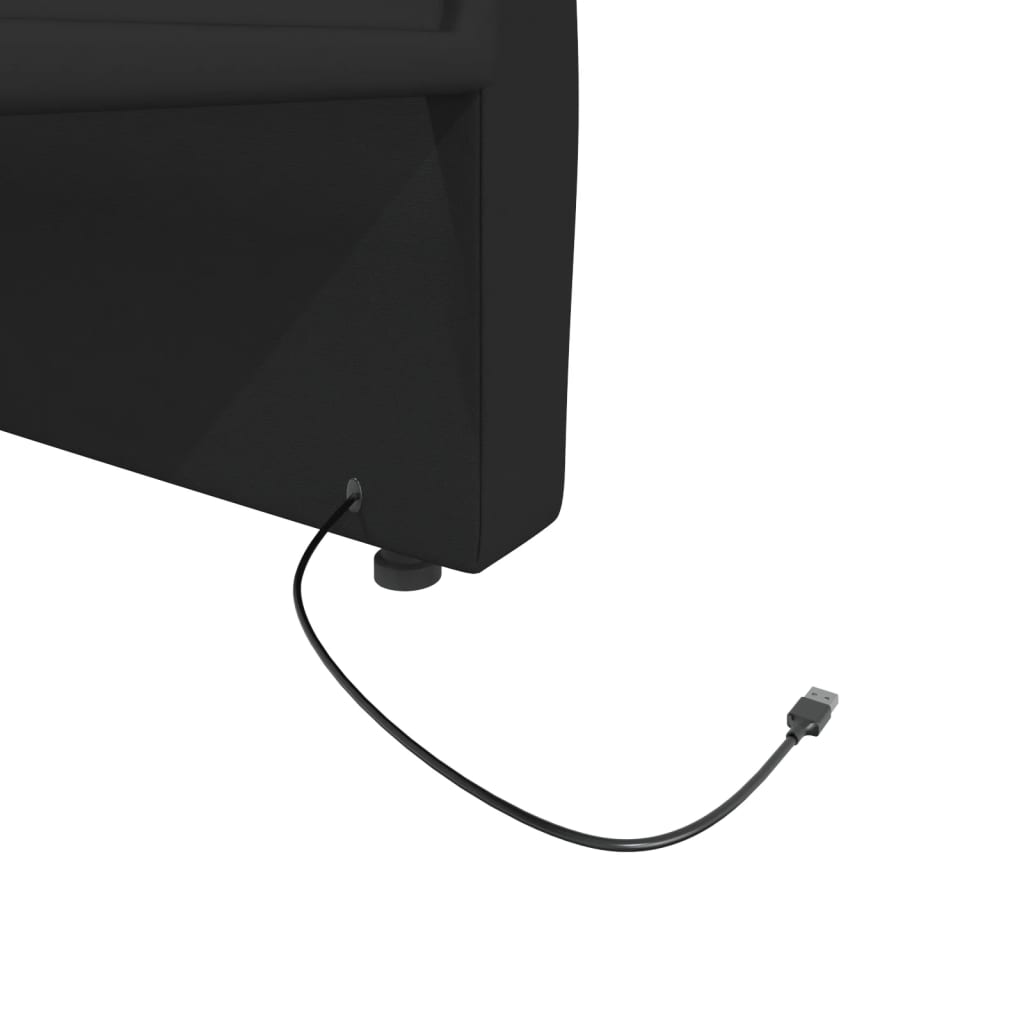 Καναπές Κρεβάτι με Στρώμα & USB Μαύρος 90 x 200 εκ. Υφασμάτινος - Pakobazaar