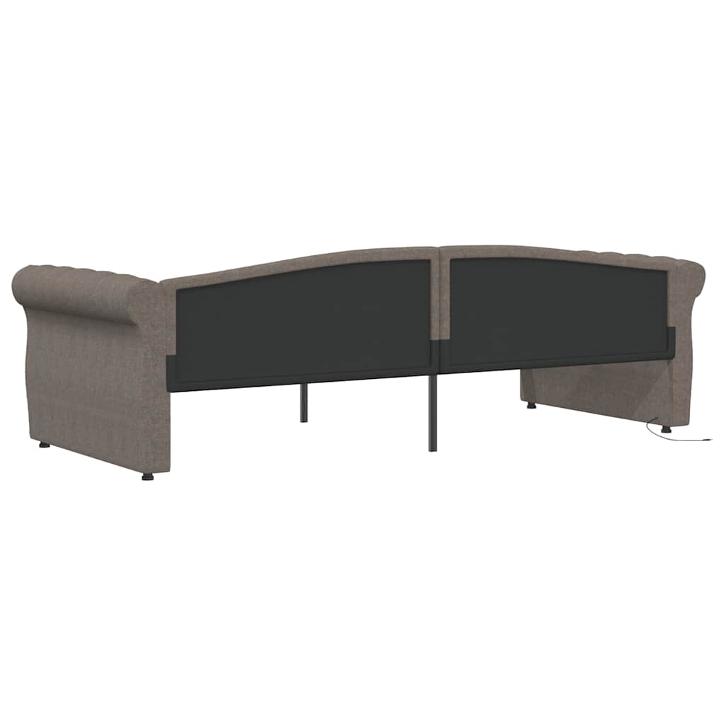 Καναπές Κρεβάτι με Στρώμα & USB Taupe 90 x 200 εκ. Υφασμάτινος - Pakobazaar