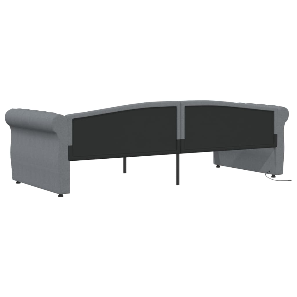 Καναπές Κρεβάτι με Στρώμα & USB Αν. Γκρι 90x200 εκ. Υφασμάτινος