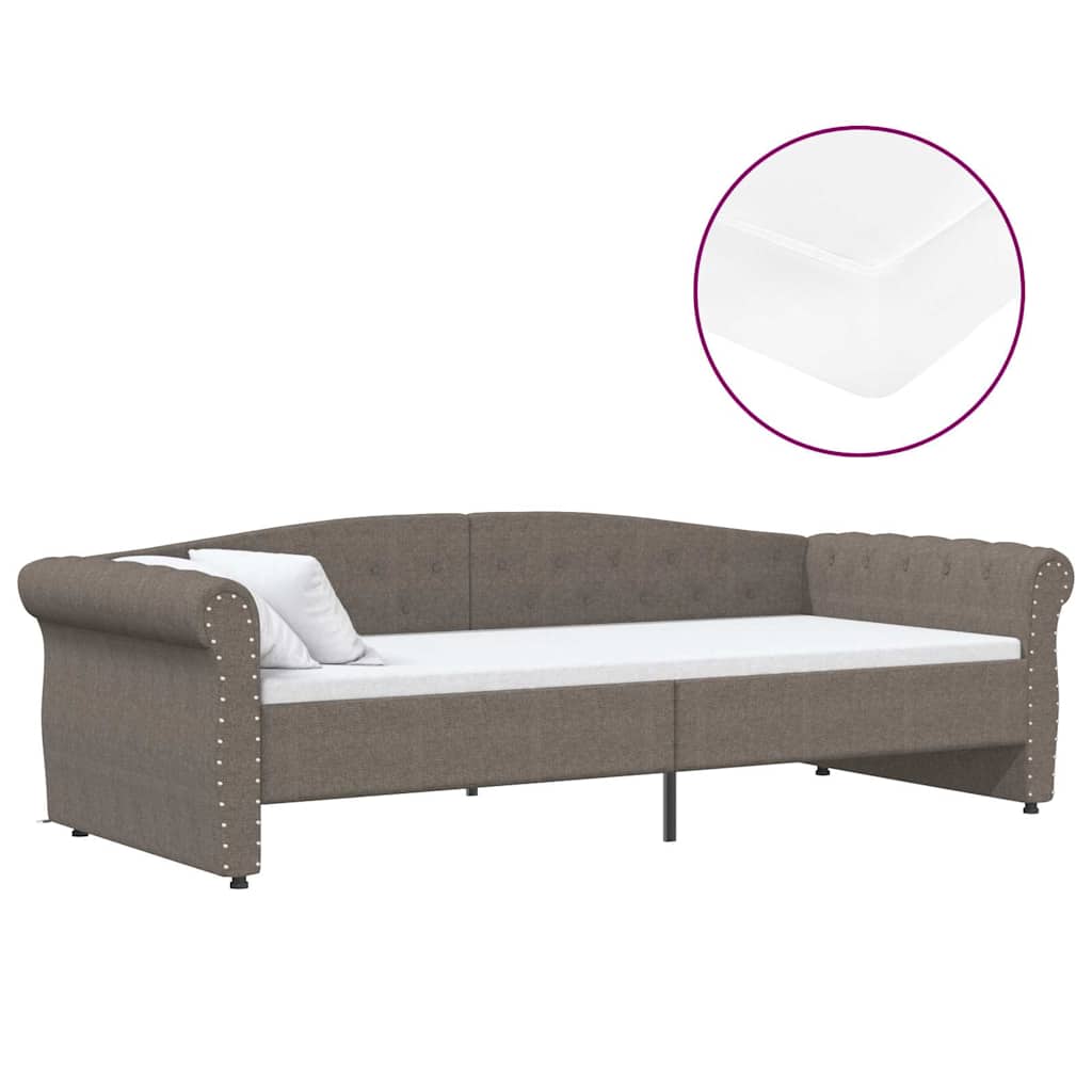 Καναπές Κρεβάτι με Στρώμα & USB Taupe 90 x 200 εκ. Υφασμάτινος - Pakobazaar