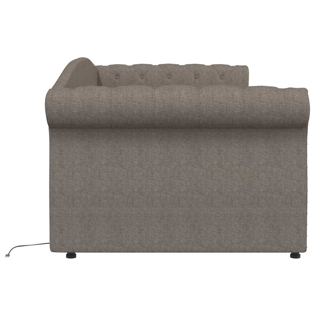 Καναπές Κρεβάτι με Στρώμα & USB Taupe 90 x 200 εκ. Υφασμάτινος - Pakobazaar