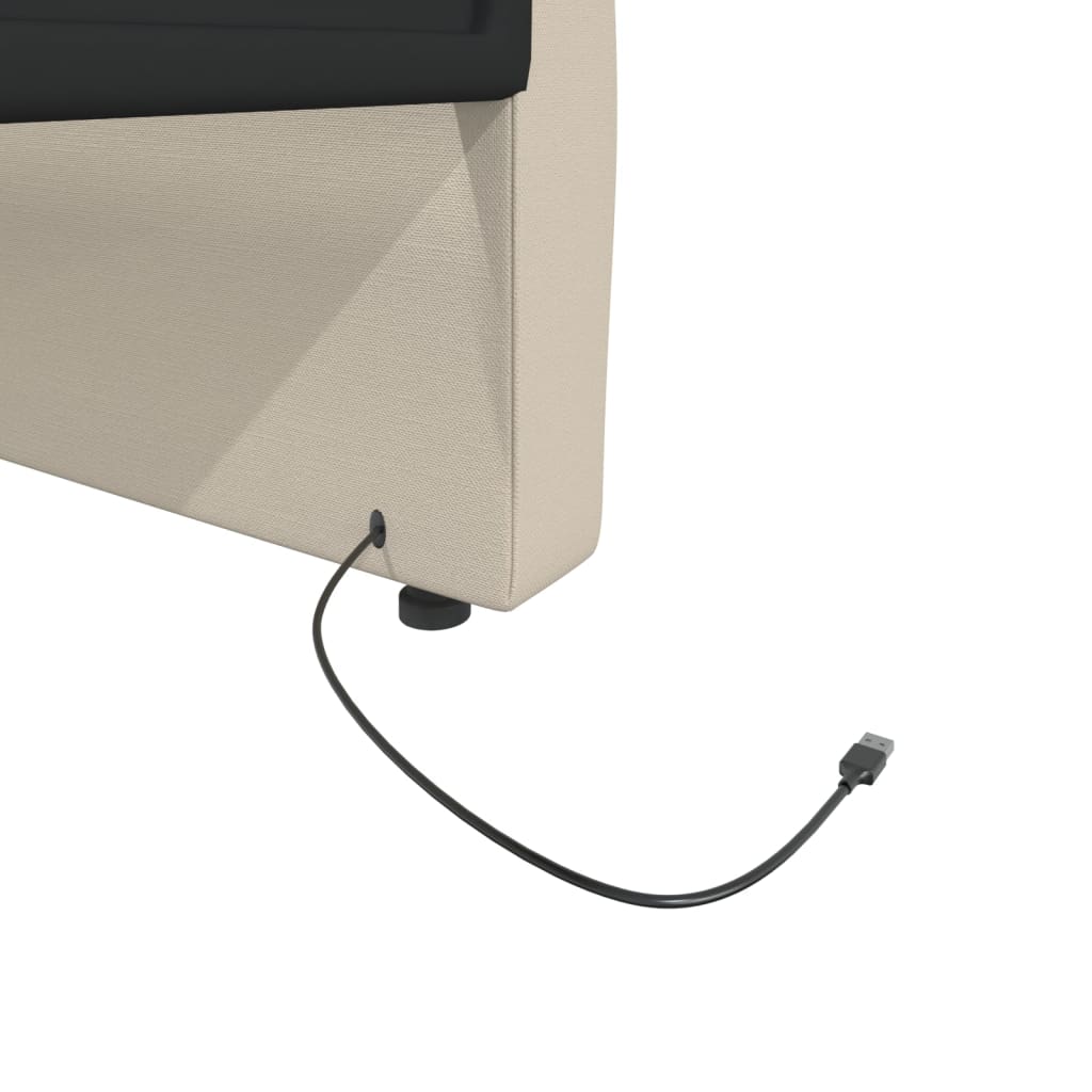Καναπές Κρεβάτι με Στρώμα & USB Κρεμ 90 x 200 εκ. Υφασμάτινος - Pakobazaar