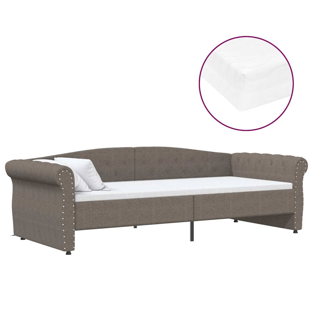 Καναπές Κρεβάτι με Στρώμα & USB Taupe 90 x 200 εκ. Υφασμάτινος - Pakobazaar