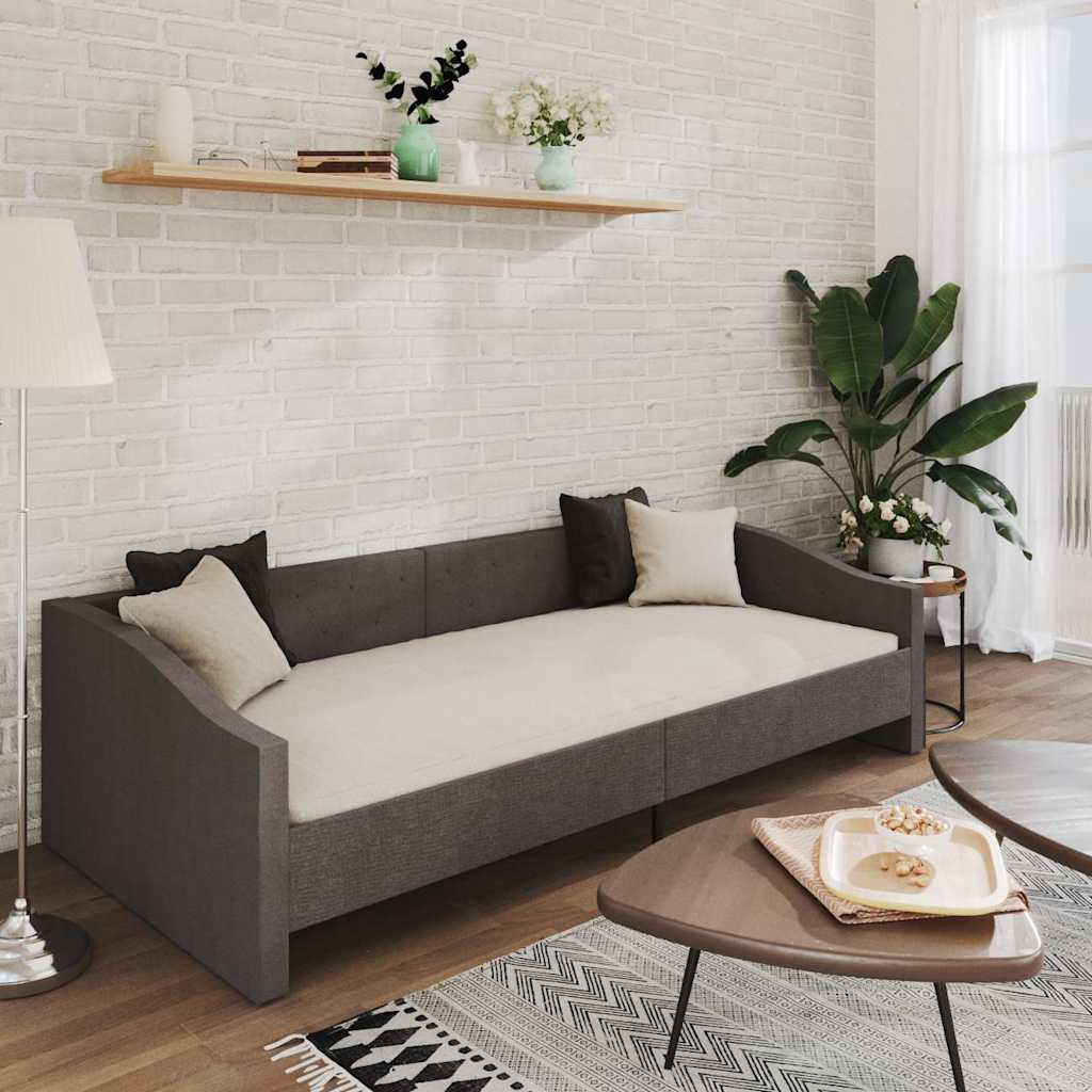 Καναπές Κρεβάτι με Στρώμα & USB Σκούρο Γκρι 90 x 200 εκ. Υφασμ.