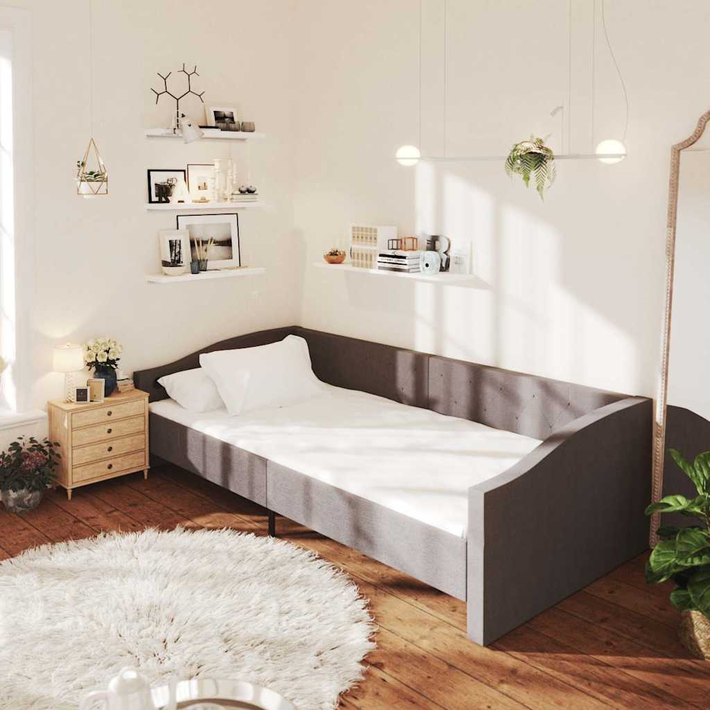 Καναπές Κρεβάτι με Στρώμα & USB Σκούρο Γκρι 90 x 200 εκ. Υφασμ.