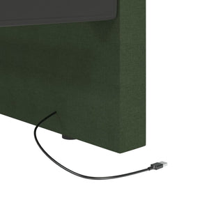 Καναπές Κρεβάτι με Στρώμα & USB Σκ. Πράσινο 90 x 200 εκ. Υφασμ. - Pakobazaar