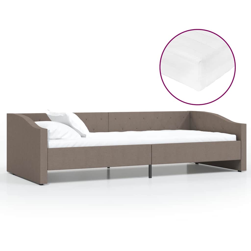 Καναπές Κρεβάτι με Στρώμα & USB Taupe 90 x 200 εκ. Υφασμάτινος